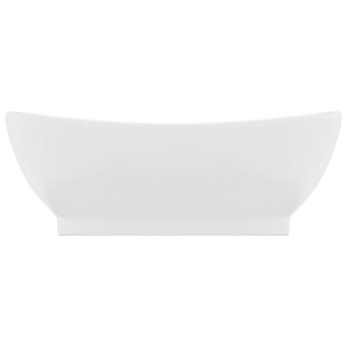 VidaXL Lavabo Ovale de Luxe à Trop-plein Vasque à Poser de Toilette Lave-mains de Salle de Bain Maison Intérieur Blanc Mat 146932
