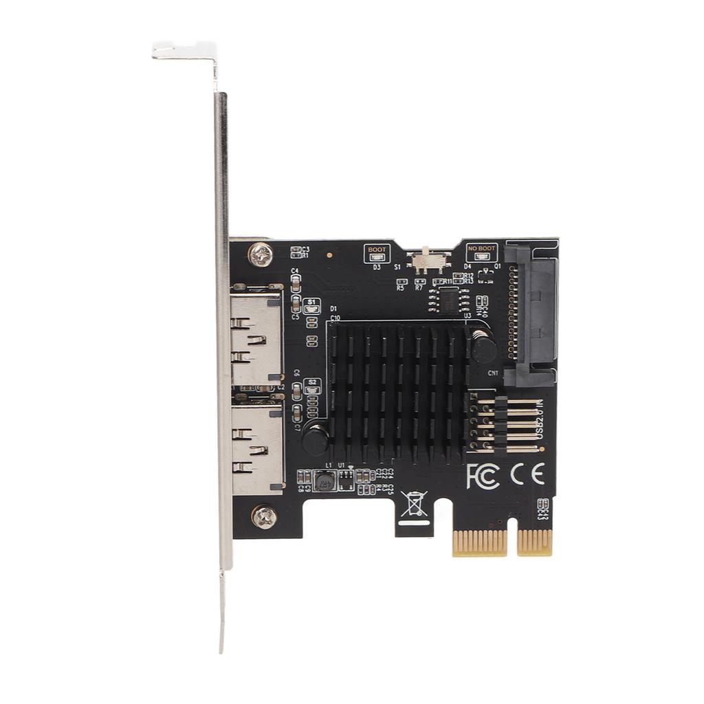 PCIE to Power ESATA Expansion Card 2 Port 6.0Gbps Support Hot Swap Plug and Play PCI Express SATA Card for Desktop