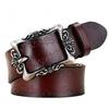 Luxury Retro Palace Style Women's Leather Belt with Butterfly Embossed Carved Buckle