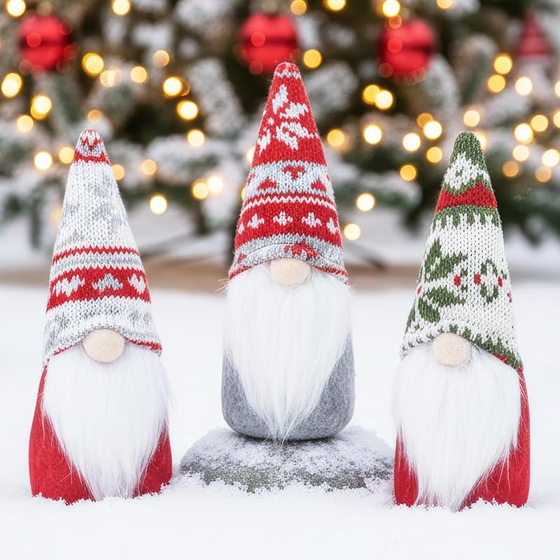 

GOKEI Christmas Ornaments, Set of 3 Santa Dolls and Plush Toys, Handmade Nordic Style Christmas Ornaments, Christmas Ornaments, Ornaments, Christmas