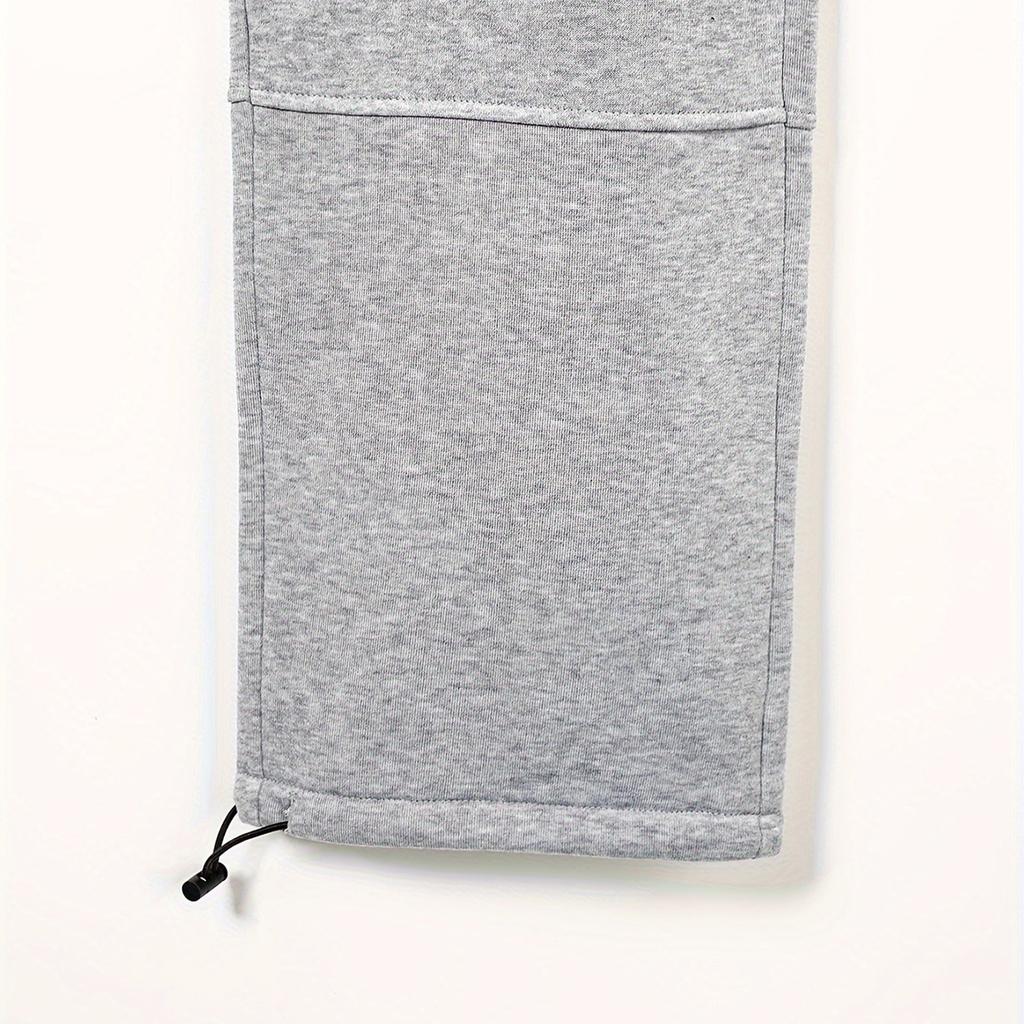 Pantaloni de trening largi cu picior lat pentru bărbați, culoare uni, pantaloni de trening casual pentru bărbați