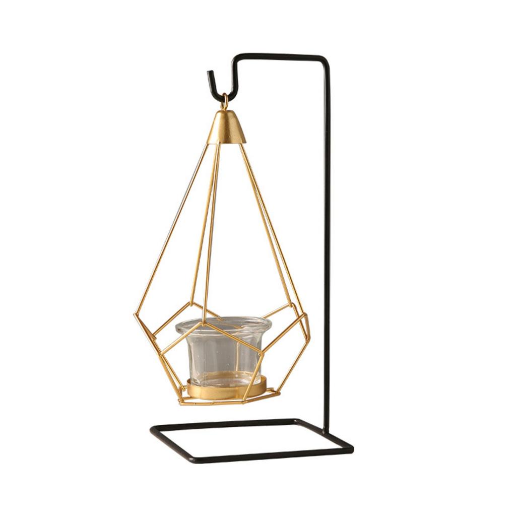 Geometric Free Swinging Votive Candle Holder Decorative Modern Hanging Lantern Tabletop Centerpiece