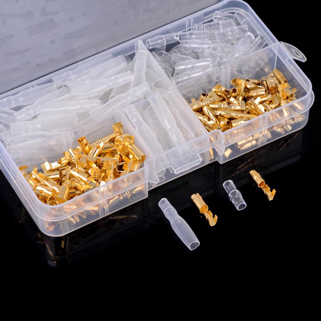 120pcs 3.5mm Brass Bullet Connector Terminal Male & Female with Cover