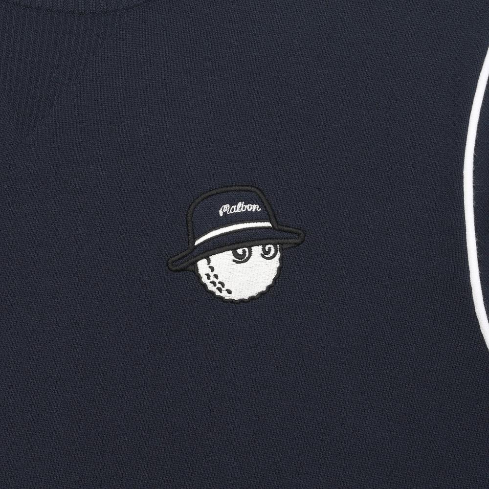 MALBON GOLF Women'S Double Knit Mix Texture Pullover Navy (Woman)
