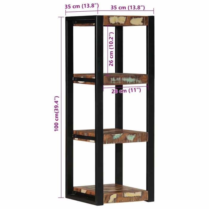 VidaXL Étagère murale multicolore 35x35x100cm bois massif récupération, étagère flottante, étagère de buanderie, étagère 4015936