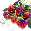 5pcs Artificial Rose Flowers Plastic Colorful Fake Flowers Branches Ornamental Festival Wedding Decor Birthday Party Decorations