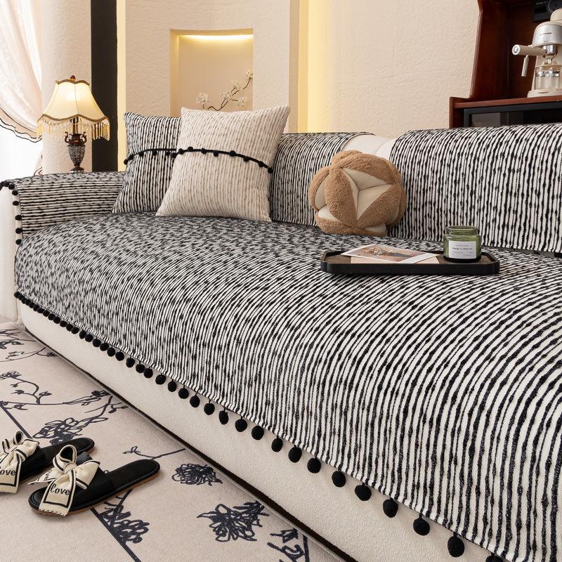 

Полосатая подушка для дивана из шенилла Универсальная Нескользящая Всесезонная Новая Высококачественная Подушка для сиденья Кожаный чехол Полотенце 70*70cm