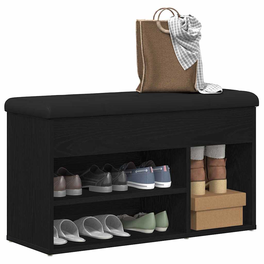 Shoe Bench with Shelf Black 80 x 30 x 45 cm Engineered Wood