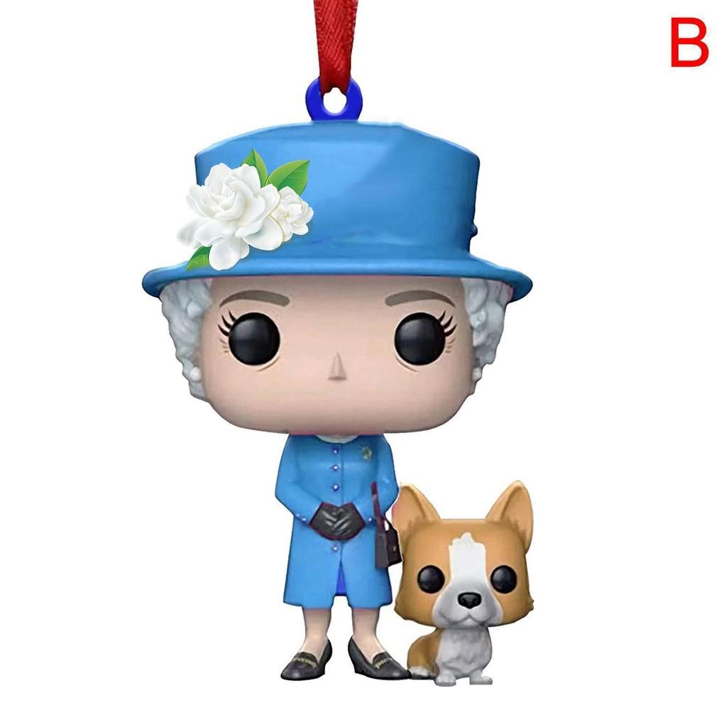 Ii Elizabeth Stunning Queen And Corgi Dog Acrylic Car Pendant For Vibes Festive