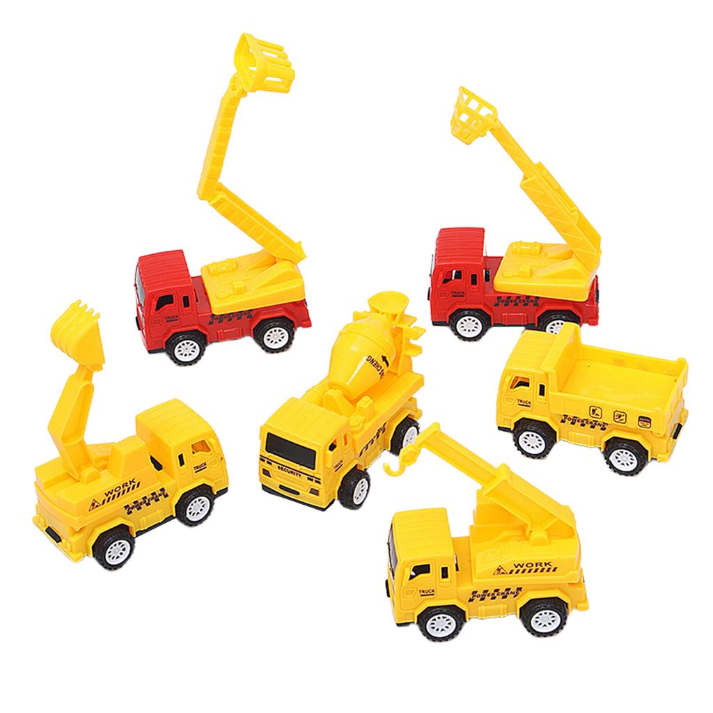 6pcs Assorted Construction Vehicle Cars Pull Back Mini Engineering Truck Toy