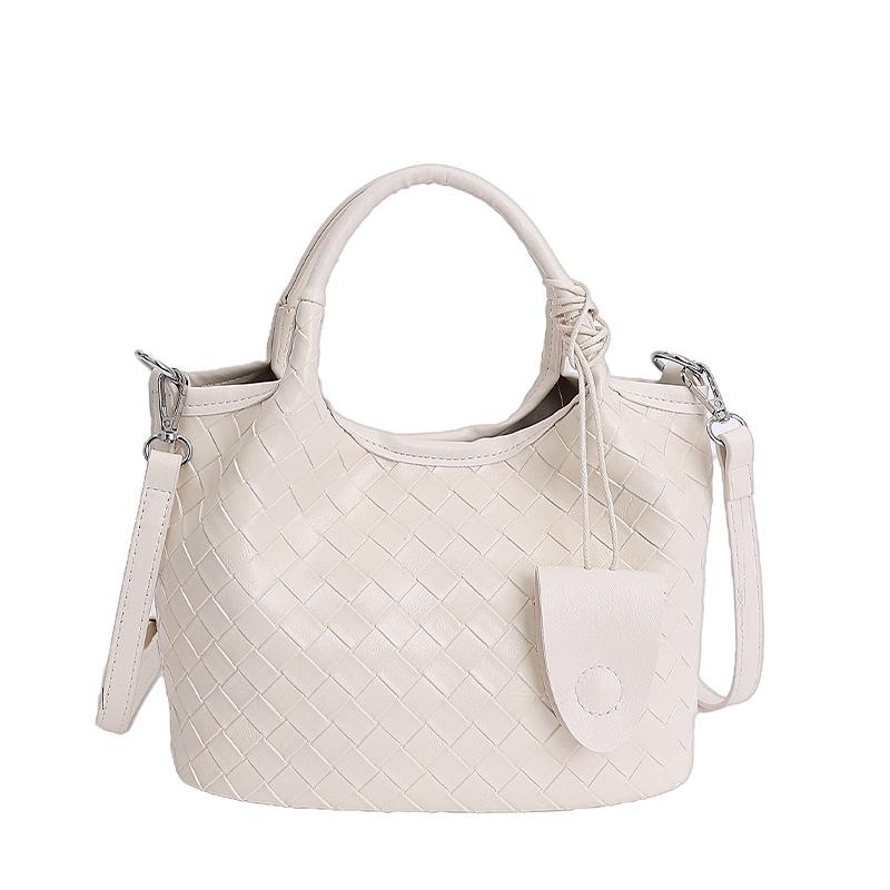 

Premium hand-woven bag vegetable basket portable bucket bag new niche exquisite versatile single shoulder oblique span bag белый