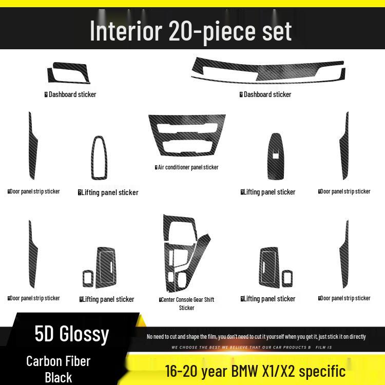 BMW X1/X2 Carbon Fiber Interior Anti-Kick Sticker (2016-2020) - Transparent TPU Console Protector