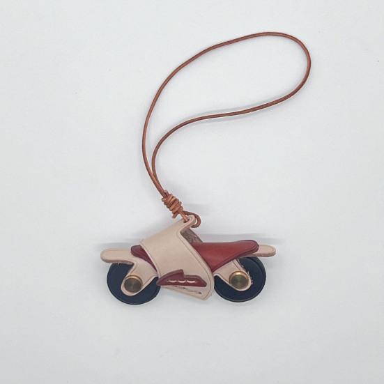 Motorcycle Bag Pendant Faux Leather Mini Motorcycle Backpack Charm Handmade Decorative Keychain Charm Gift