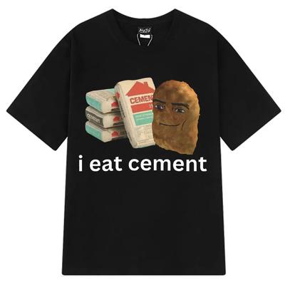 2025 New Summer Women's Cotton I Eat Cement Classic Graphic Print T-Shirt Men's Streetwear Cotton Summer Breathable Top