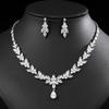 Simple Zircon Necklace Earrings Set Bridal Wedding Dress with Accessories for Women