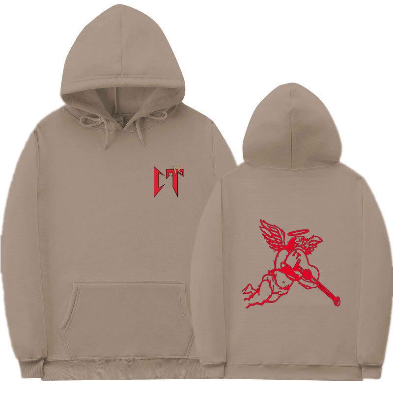 Ribbed bottom pendulum fashion printed sweatshirt loose hoodie autumn and winter men's and women's casual sports sweater top jacket