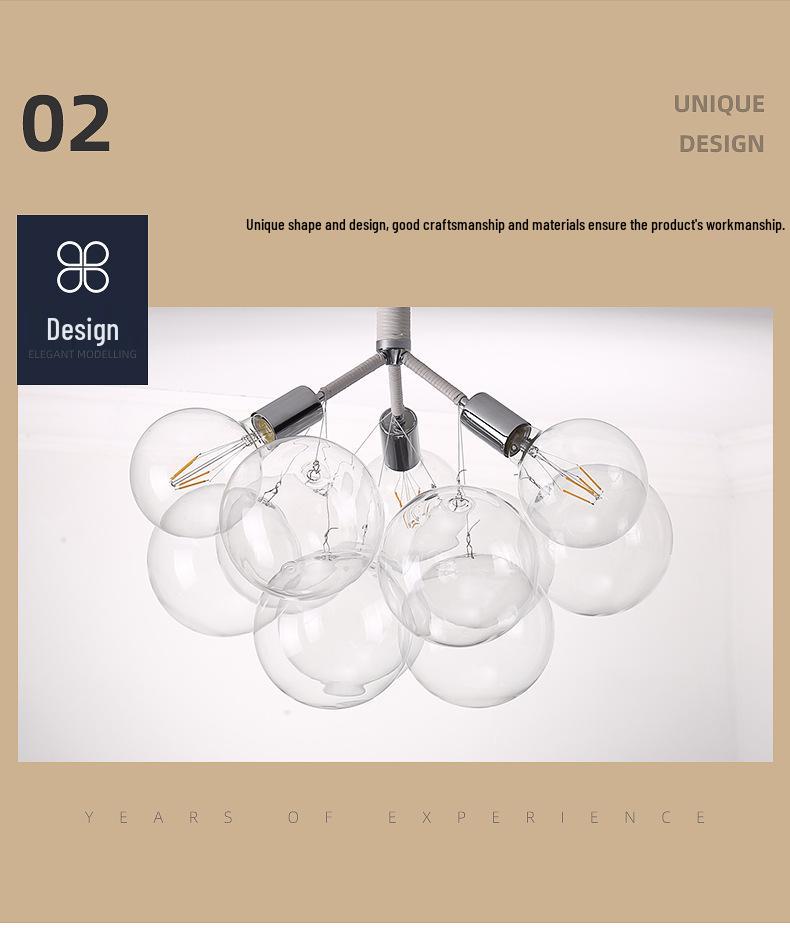 Nordic Romantic Bubble Lamp - Creative Glass Pendant for Children's Room, Living Room, or Restaurant.