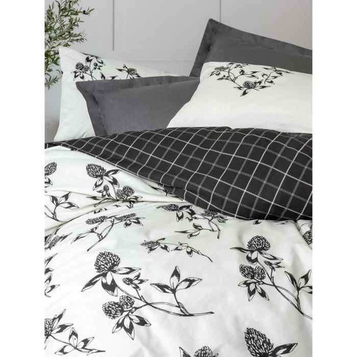 Parure de lit - 1 housse de couette 220 x 240 cm + 2 taies d'oreiller 60 x 60 cm - 100% coton renforcé - Anthracite