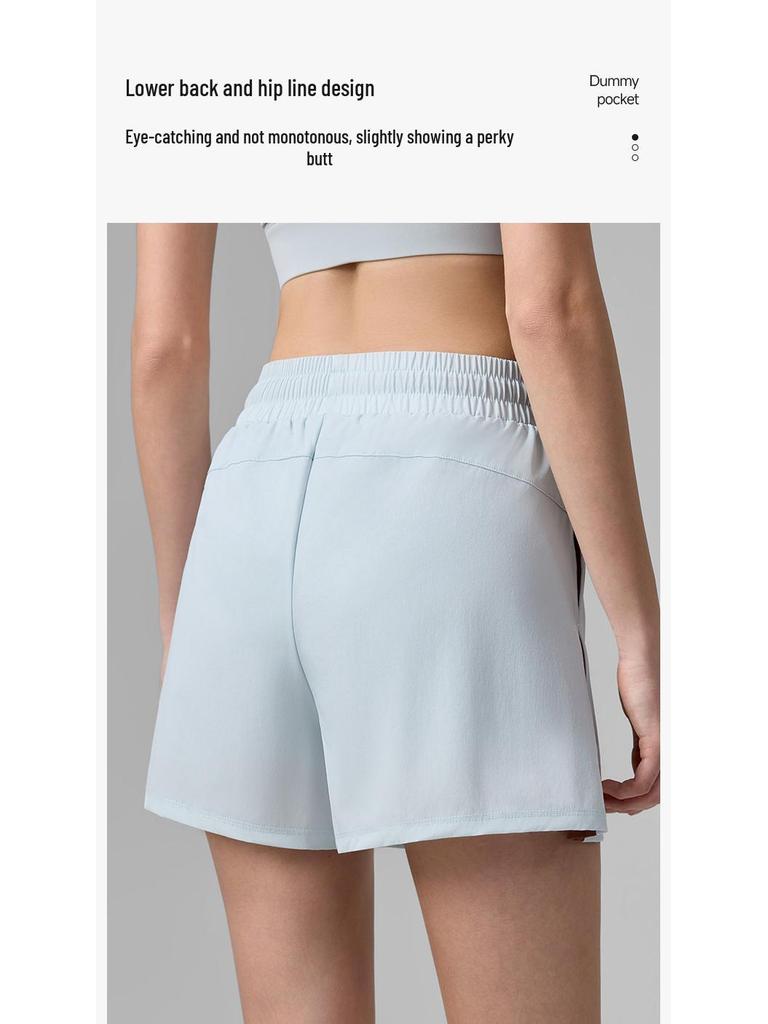 Women's Quick-Dry Sports Shorts, Anti-Exposure, Breathable with Pockets, Color-Blocked Fitness Bermudas.