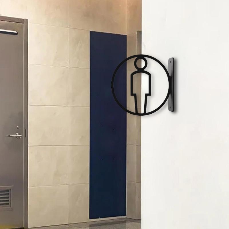 Clear Directional Restroom Sign Easy Install Bathroom Signage Toilet Plaque Washroom Marker Male Female Symbols