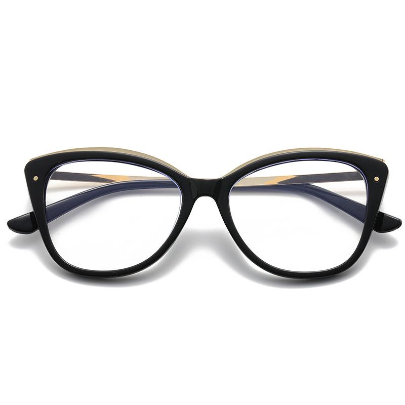 New Cat Eyes Large Frame Women Anti Blue Light Glasses Fashion Printing Solid Computer Glasses Frame Eyeglasses