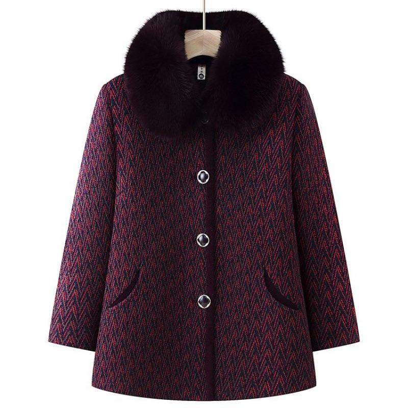 Middle-aged Elderly Autumn and Winter Clothing Female Grandmother Winter Clothing Fleece Jacket Mother Mink Fleece Coat Old Lady Clothing
