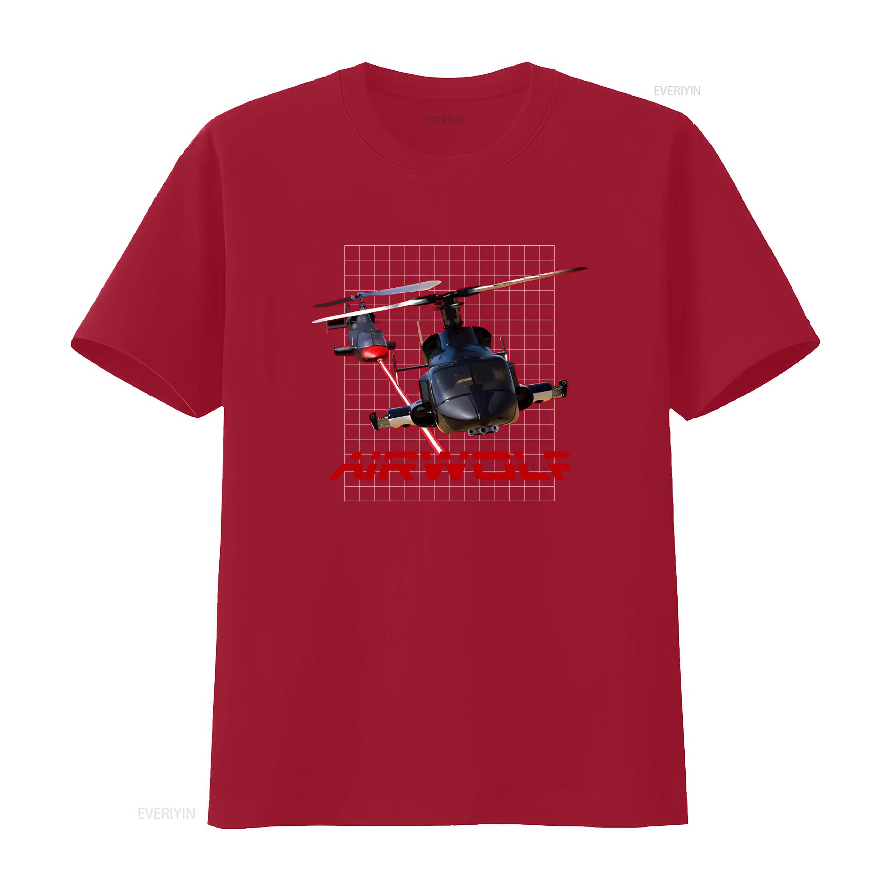 Airwolf Retro Tv Series Helicopter T Shirt for Men Vintage Style Print vintage Washed designer clothes homme Stylish Slightly S