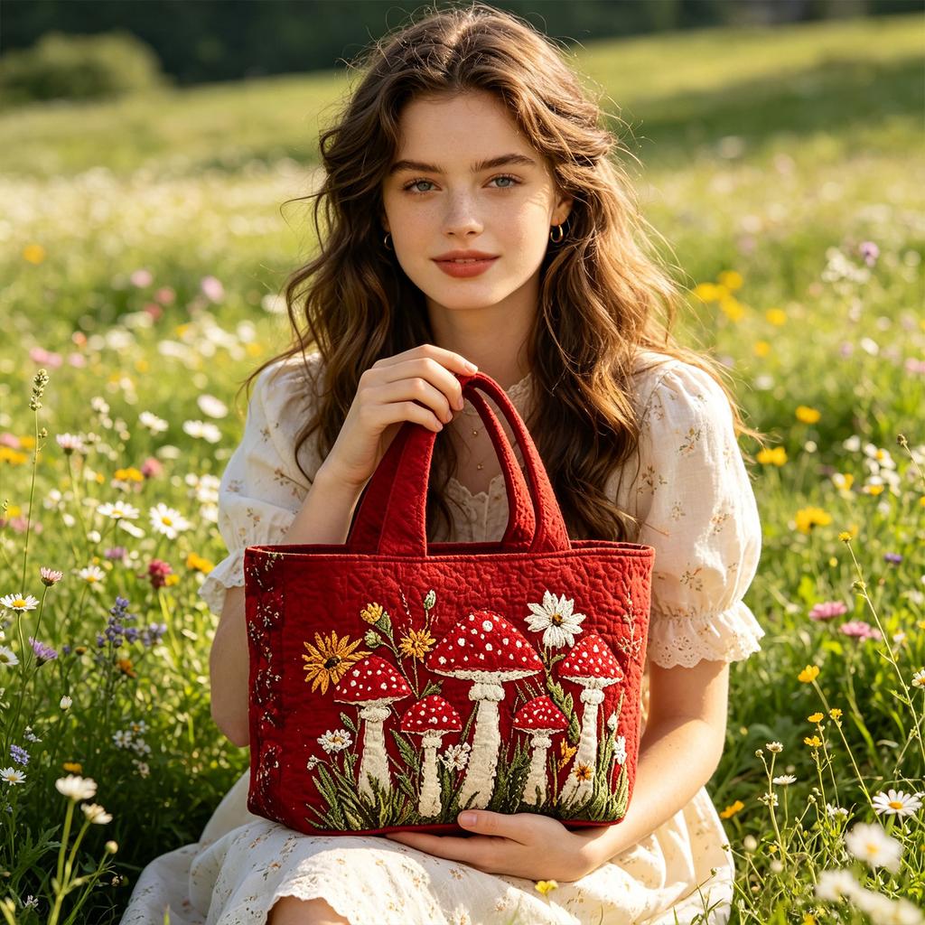 Quilted Tote Bag with Digital Print Handbag Stylish Spacious Design Durable Material and Comfortable Handles for Everyday Use