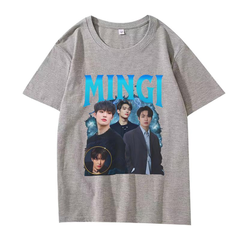 Kpop Ateez Mingi T Shirt Unisex Women Oversized 2026 New 100 Cotton Hot Sale Short Sleeve Summer Streetwear Unisex Plus Size Tops