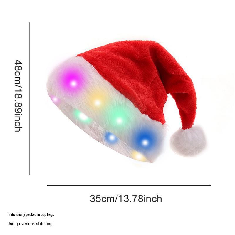 Festive Light-Up Santa Hat for Adults & Kids: Plush, Warm, and Colorful