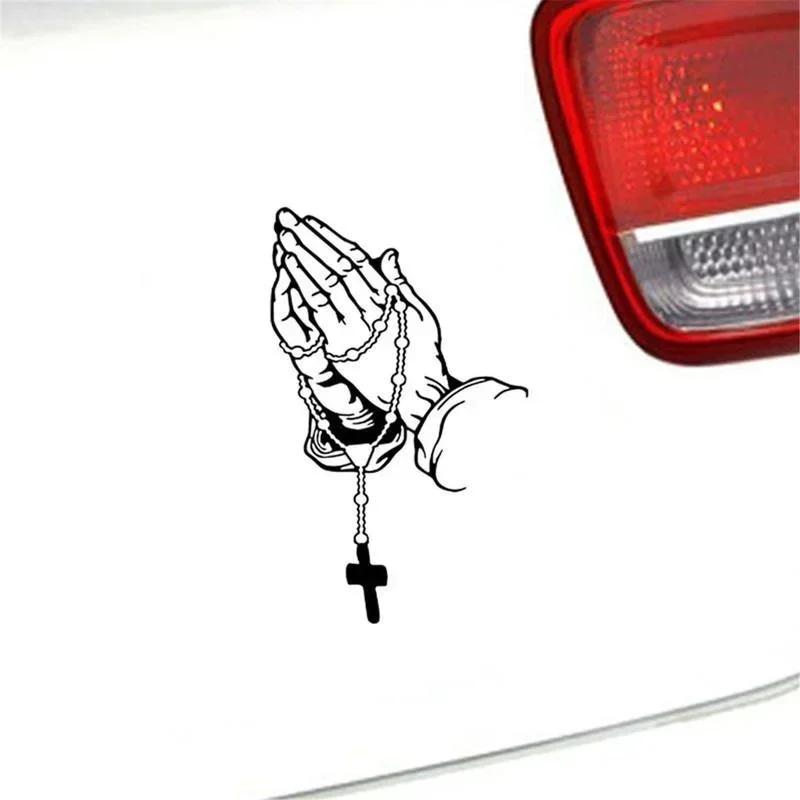 1pc Car Fashion Sticker Praying Hands and Rosary Sticker Auto Styling Window Glass Motorcycle Vinyl Decal Car Stickers