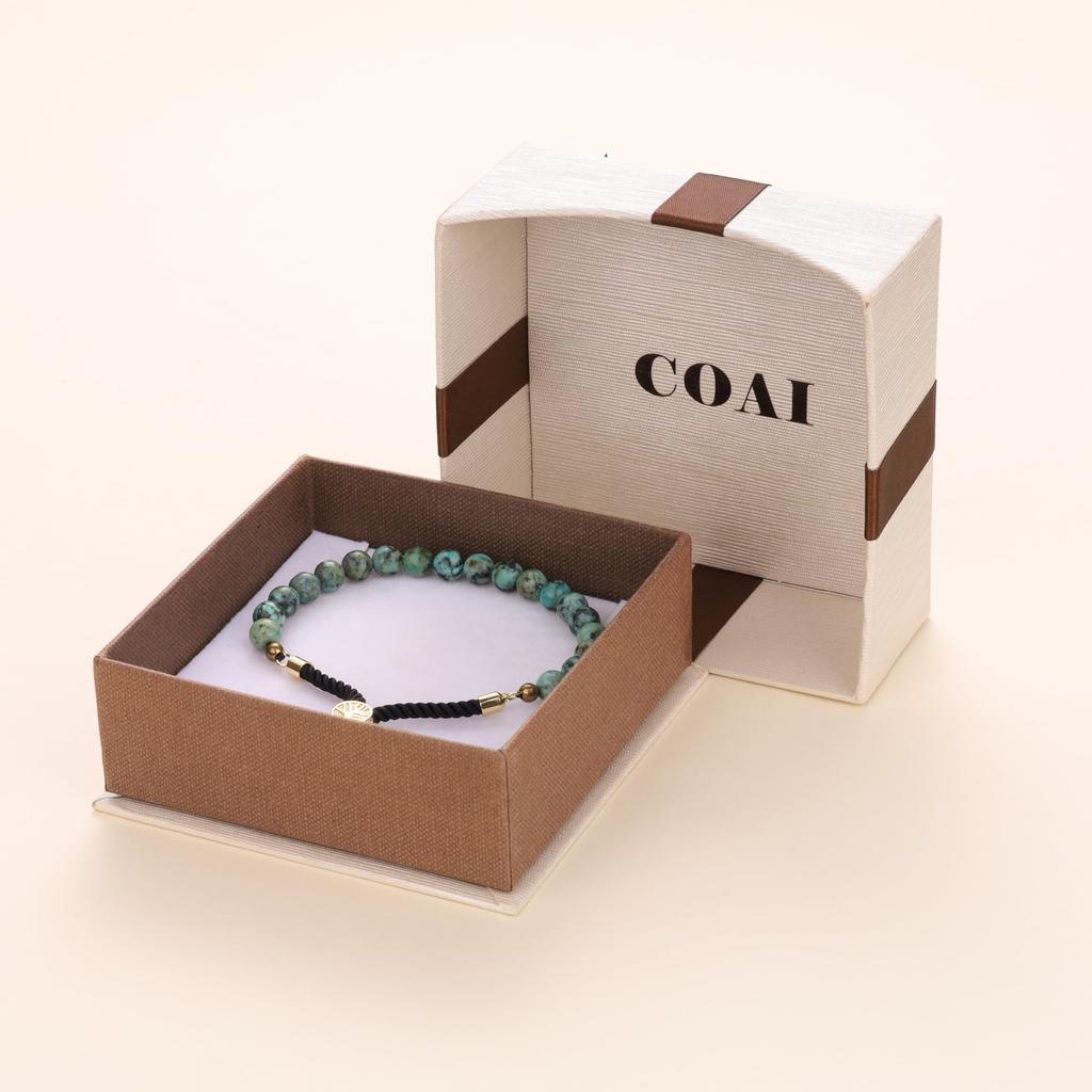 Afrikanischer Grüner Türkis Dezember Geburtsstein Kraftstein Armband für Männer und Frauen [Coai]