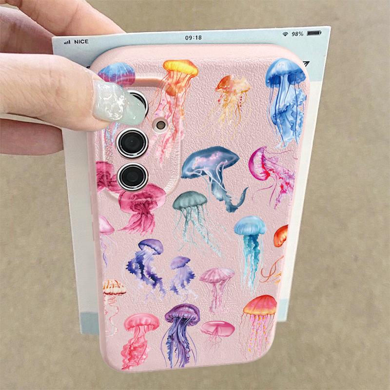 Sommer Meeres-Thema Handyhülle Für Samsung S26 S25 S24 Ultra S23 S22 S21 FE A15 A16 A17 A35 A36 A37 A54 A55 A56 A57 5G Lederstruktur Weiche Hülle