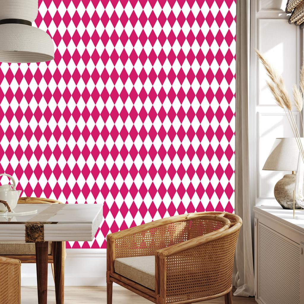 Harlequin Diamonds Wallpaper Purple and White for Living Room and Bedroom 50x1000