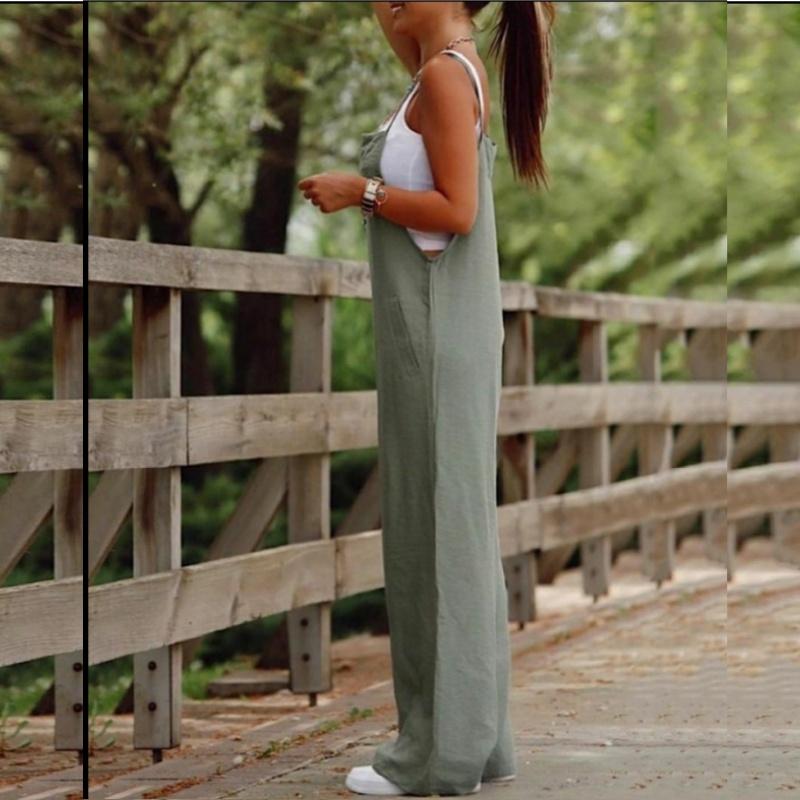 Monos Holgados Talla Grande S-5XL para Mujer Verano Sin Mangas Pantalones de Pierna Ancha