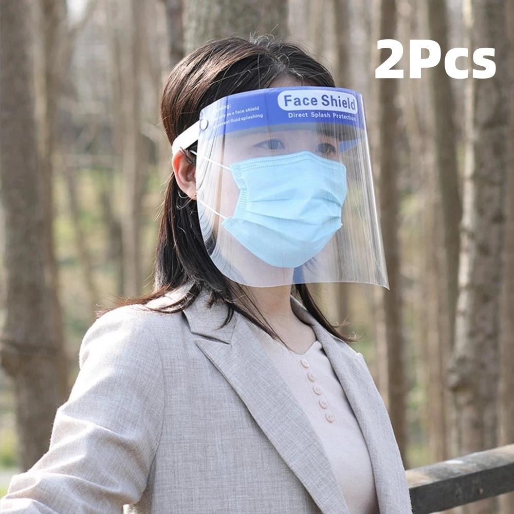 2Pcs Face Shield Transparent Full Face Cover Safety Protective Film Tool Anti-Oil Anti-Fog Kitchen House Clean Dust Proof Mask