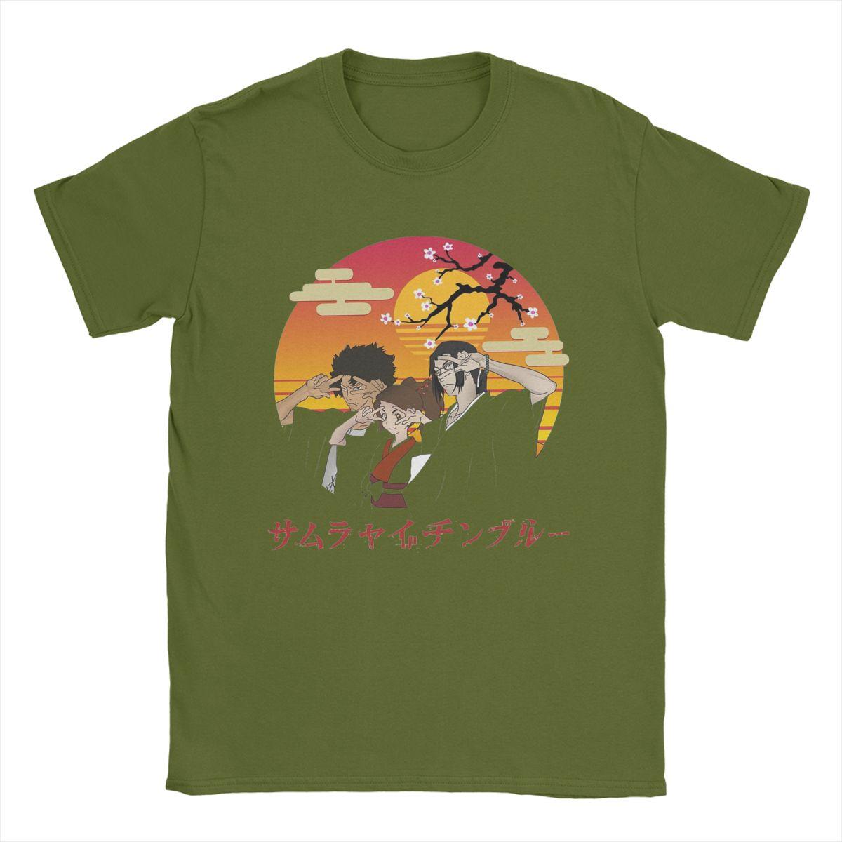 

Men s Fuu Mugen Jin Samurai Champloo Sunset T Shirts Pure Cotton Clothes Short Sleeve O Neck Tee Shirt Gift Idea T-Shirts 4XL