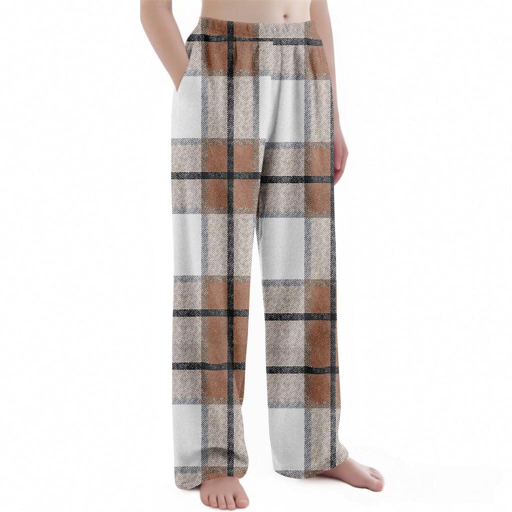 Kinder Weihnachten Karomuster Hose Plüsch Freizeithose