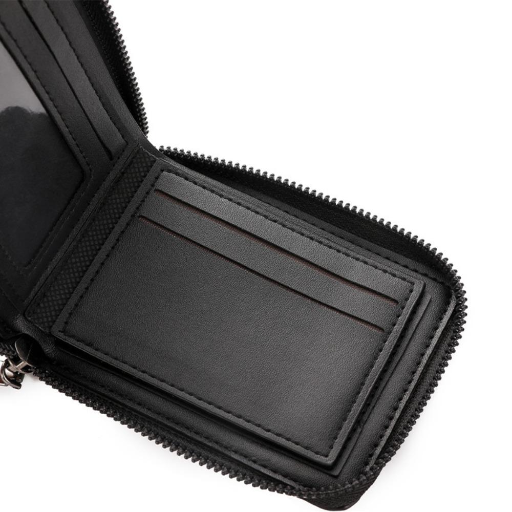 New PU Leather Short Wallet Zipper Large-capacity Coin Purse Solid Color Money Bag Man