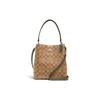 New Town Canvas With Leather Bucket Bag, Handbag, Shoulder Bag, Crossbody Bag Medium Size Women's Khaki 91512-SVSTG