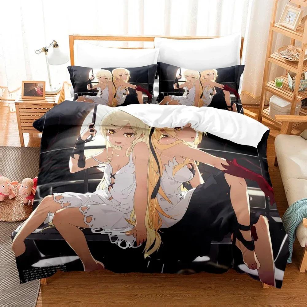 New 3D Print Monogatari Series Bedding Set Anime Araragi Koyomi Duvet Cover Double Twin Full Queen King Adult Kids Quilt Cover