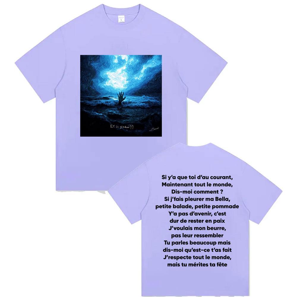Rapper BOUSS ET SI JECHOUE   Tour Album 2025 Merch TShirts Mens Pop Fashion Vintage Oversized Cotton T Shirt Fans Streetwear