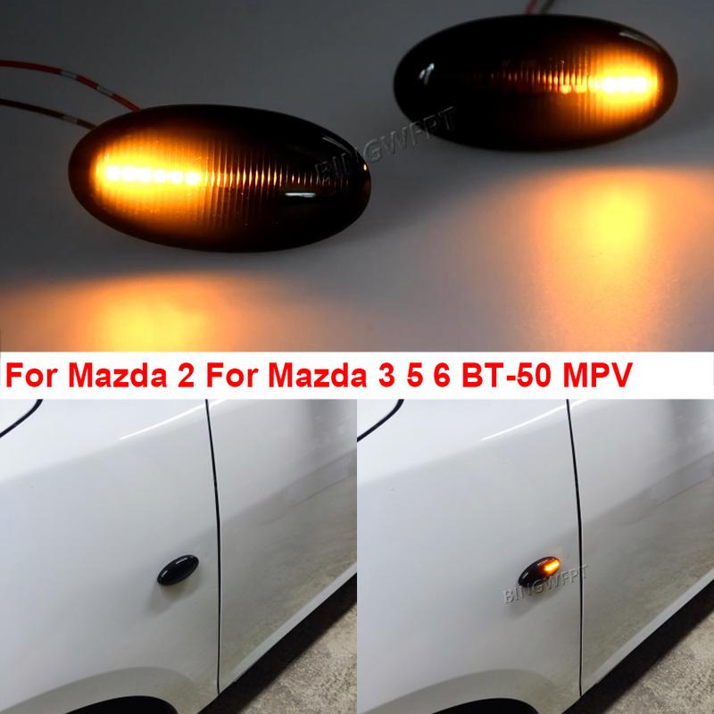 BINGWFPT 2PCS For Mazda 2 For Mazda 3 5 6 BT-50 MPV LED Dynamic Turn Signal Side Marker Light Sequential Blinker Light