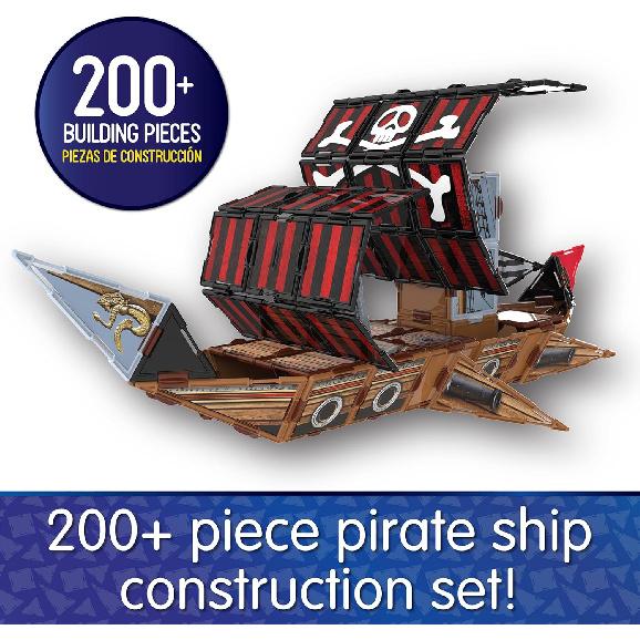 The Learning Journey Techno Tiles - Pirate Ship | Construction Project with 200+ Building Pieces | STEM Projects for Kids Ages 5-10 | Engineering