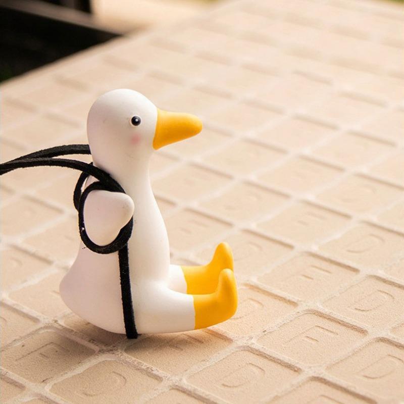 Gypsum Cool White Swing Duck with Sunglasses Automoblie Decor Car Rearview Mirror Ornaments Creative Duck Auto Decoration