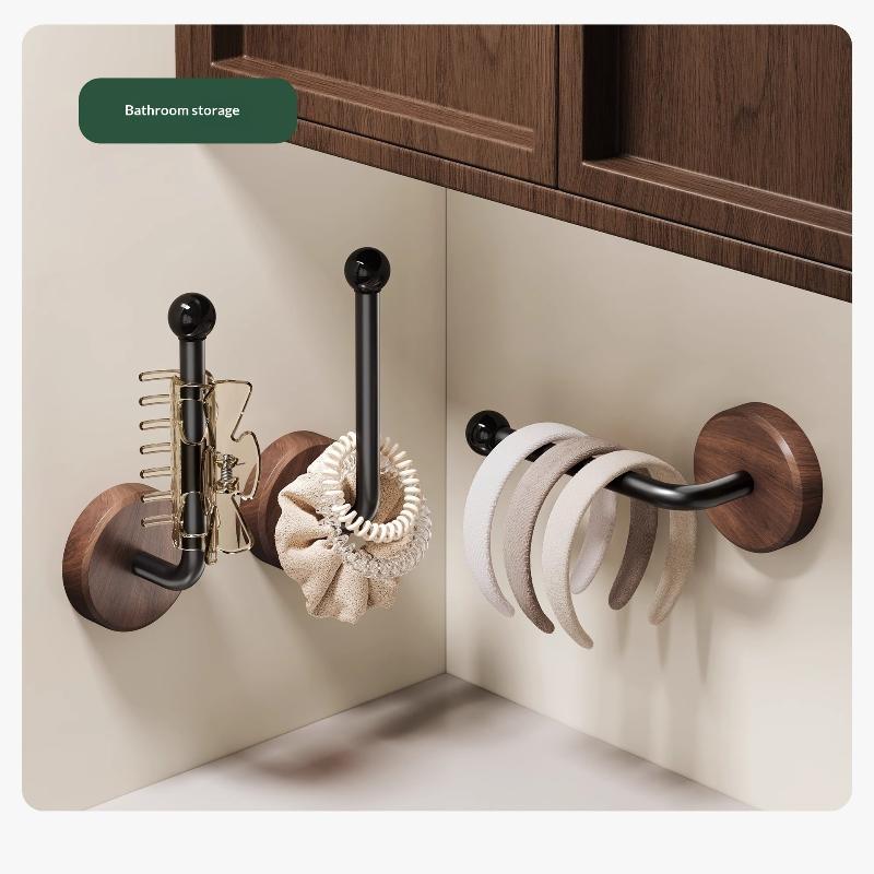 Ganci Murali Autoadesivi in Legno di Noce Robusti Senza Foratura per Bagno Camera da Letto Appendere Cappotti Asciugamani Borse