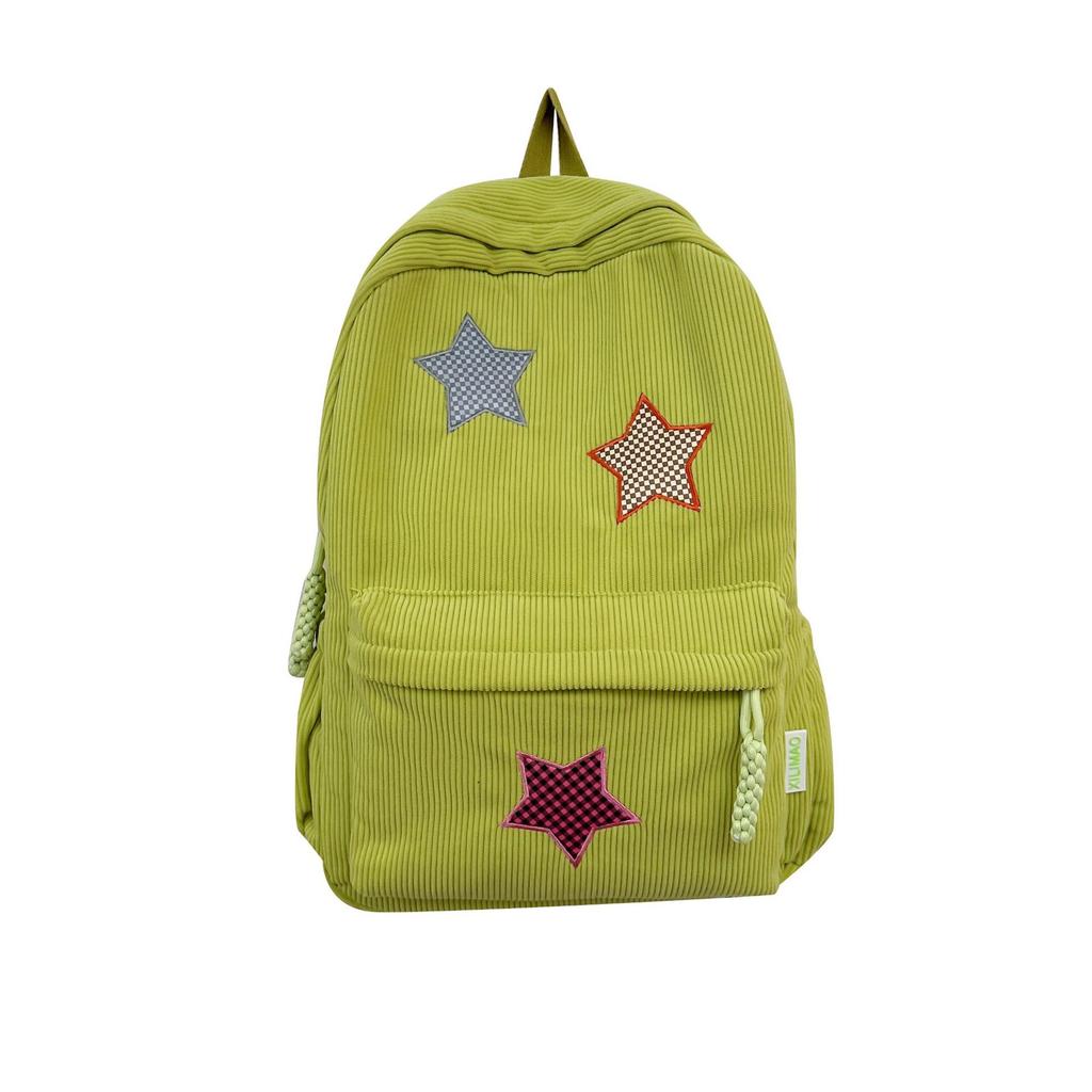 Schoolbag small schoolbag for women, Korean style INS corduroy star pattern, high school student small backpack, large capacity student backpack