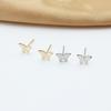 Gold Color Smooth Butterfly Stud Earring for Women Minimalist Mini Brincos Wedding Alloy Ear Zircon Christmas Birthday Gift
