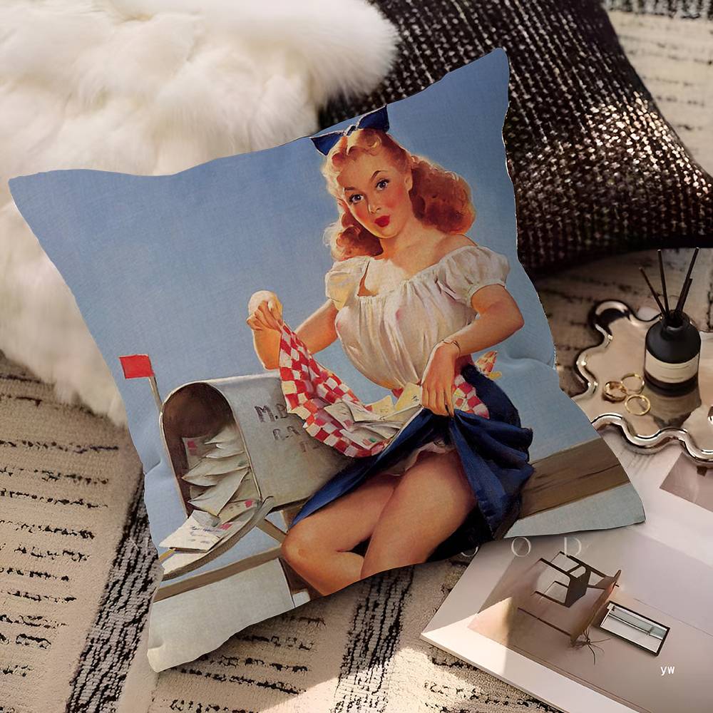 Pin Up Girl Cushion Cover Polyester Sofa Cushions Decorative Throw Pillows Home Decoration Pillowcover