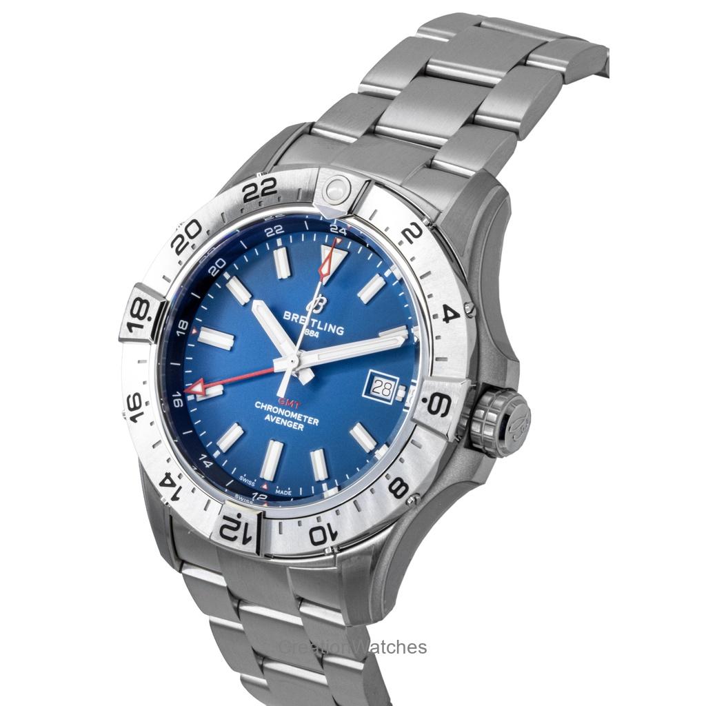 Breitling Avenger GMT Stainless Steel Blue Dial Automatic Diver's A32320101C1A1 300M Men's Watch